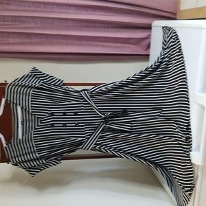 Midi Stripe Short sleeve Summer double breasted Dress